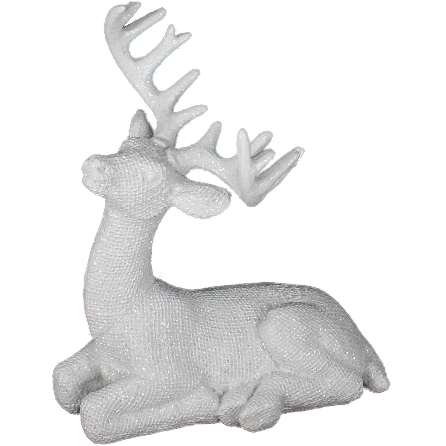Holiday Time Christmas Decor White Glittered 7" Resin Deer