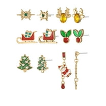 Holiday Time Christmas Earring Set, 6 Pairs