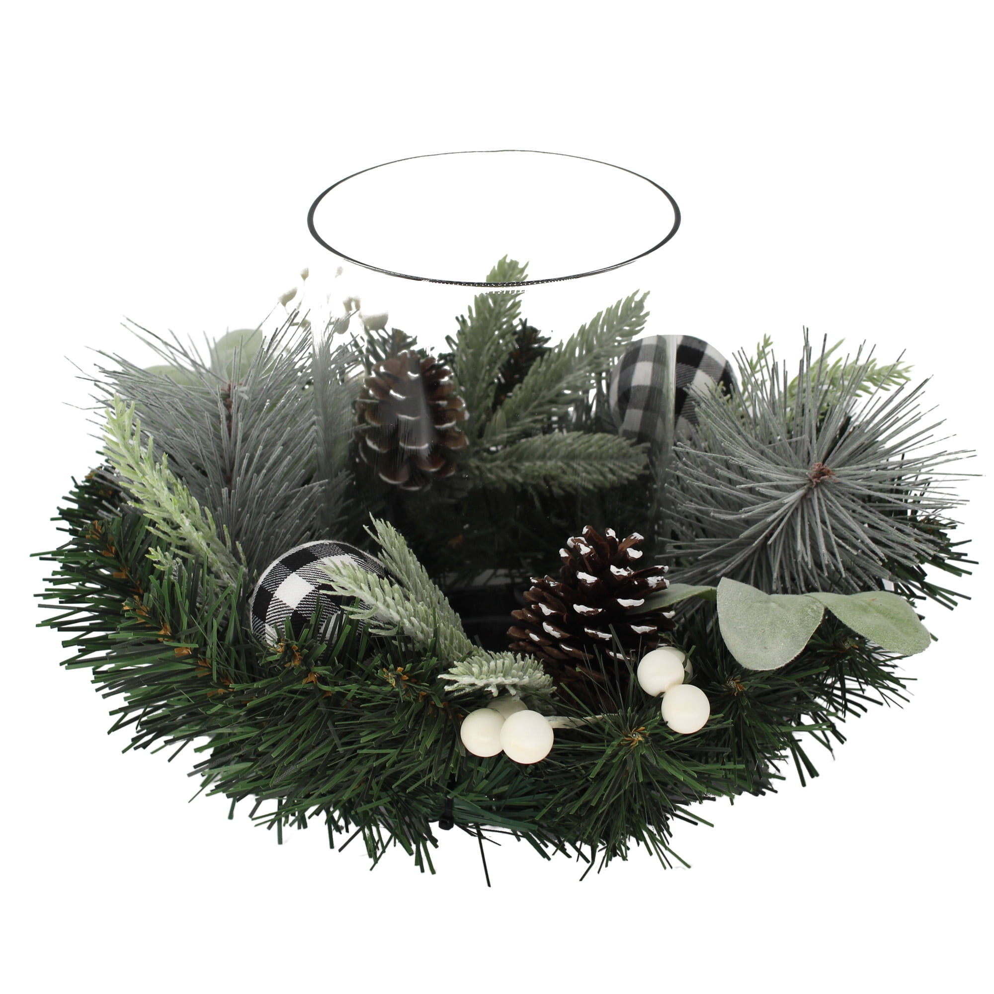 Holiday Time Christmas Hurricane Candle Holder, Black & White