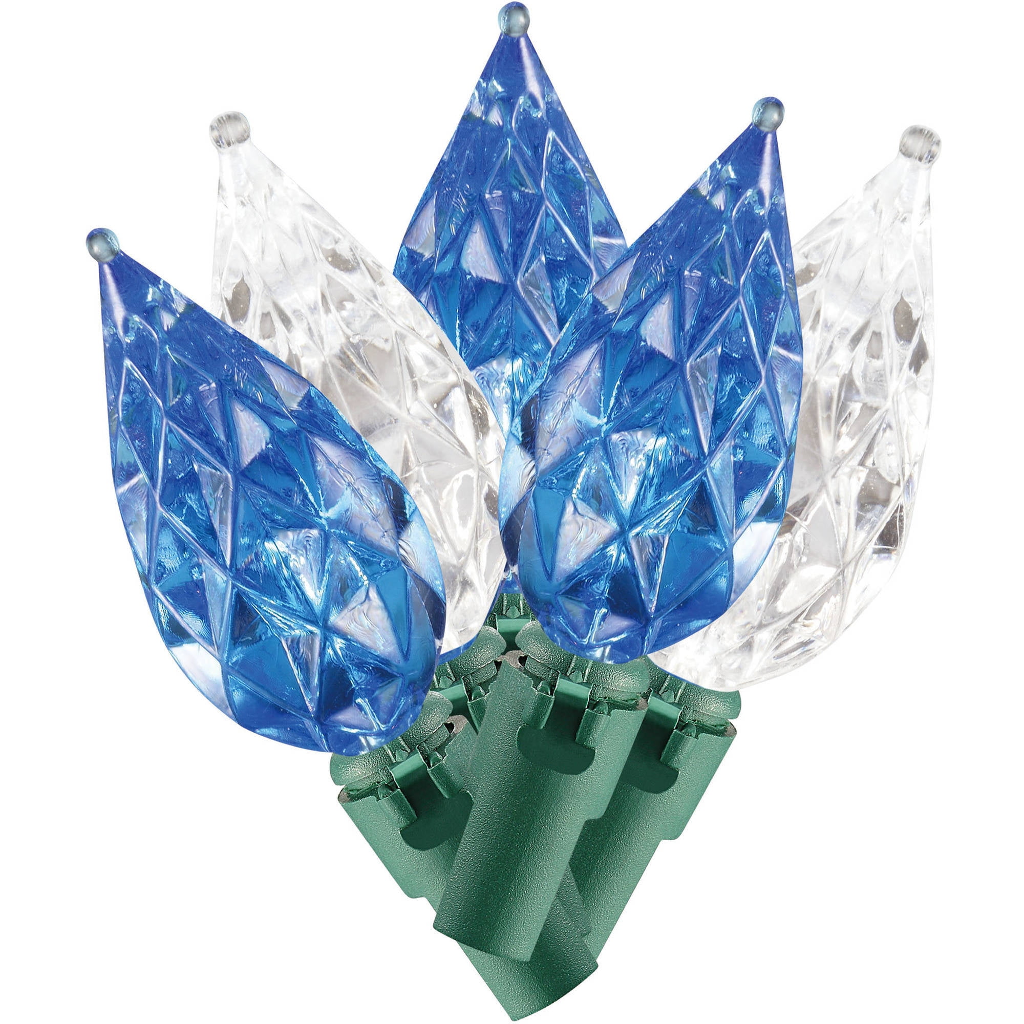 Holiday Time Christmas Lights Blue / Cool White C6 LED Lights, Pack of