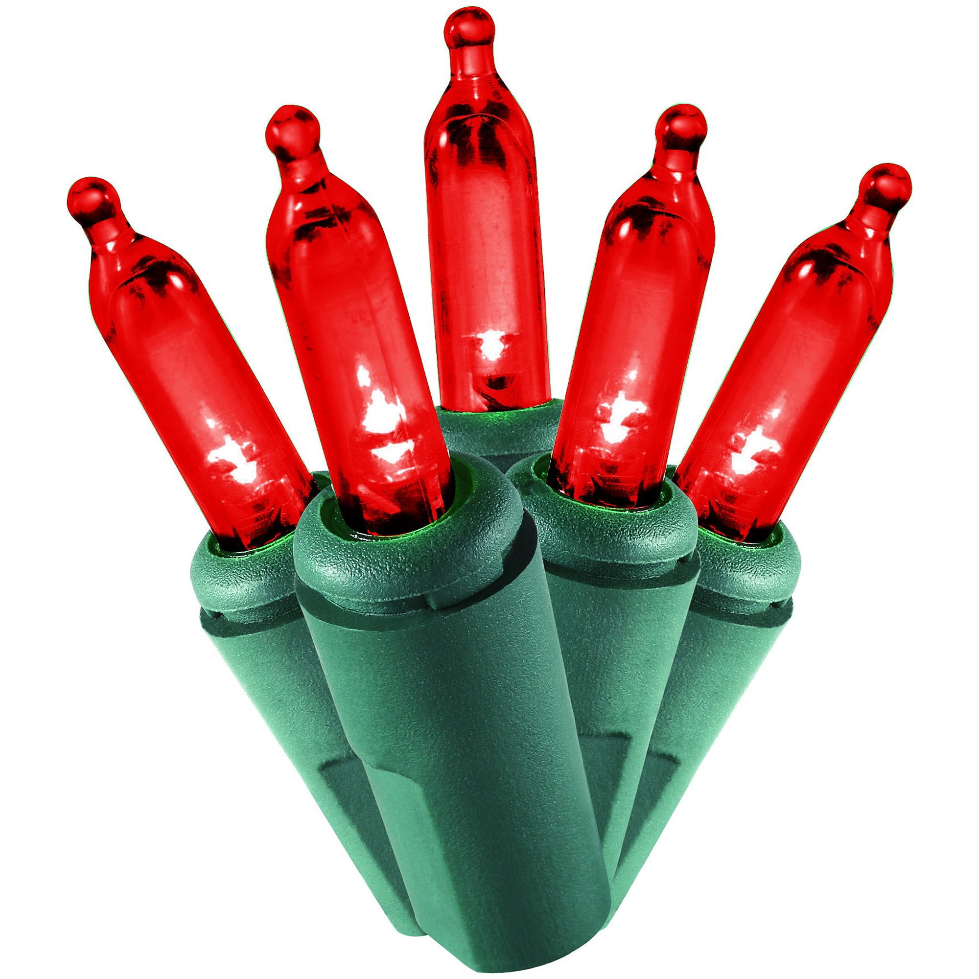 Holiday Time Christmas Lights LED 100ct Red mini light with green wire