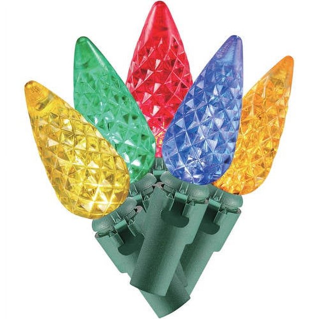 Holiday Time Christmas Lights LED C6 Solar Lights with Green Wire, 50ct