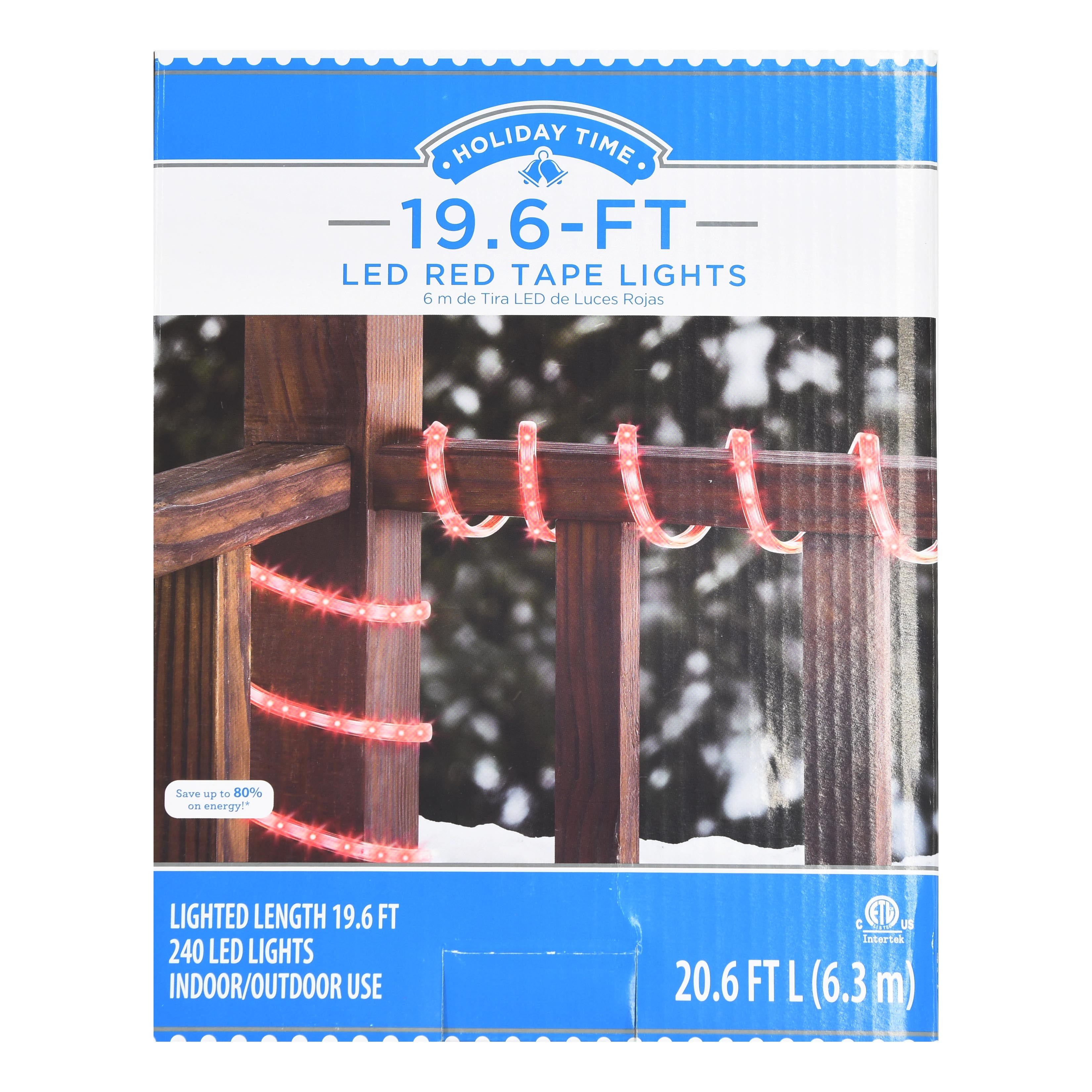 Holiday Time Christmas Lights Red LED Tape Light, 240Count / 19.6