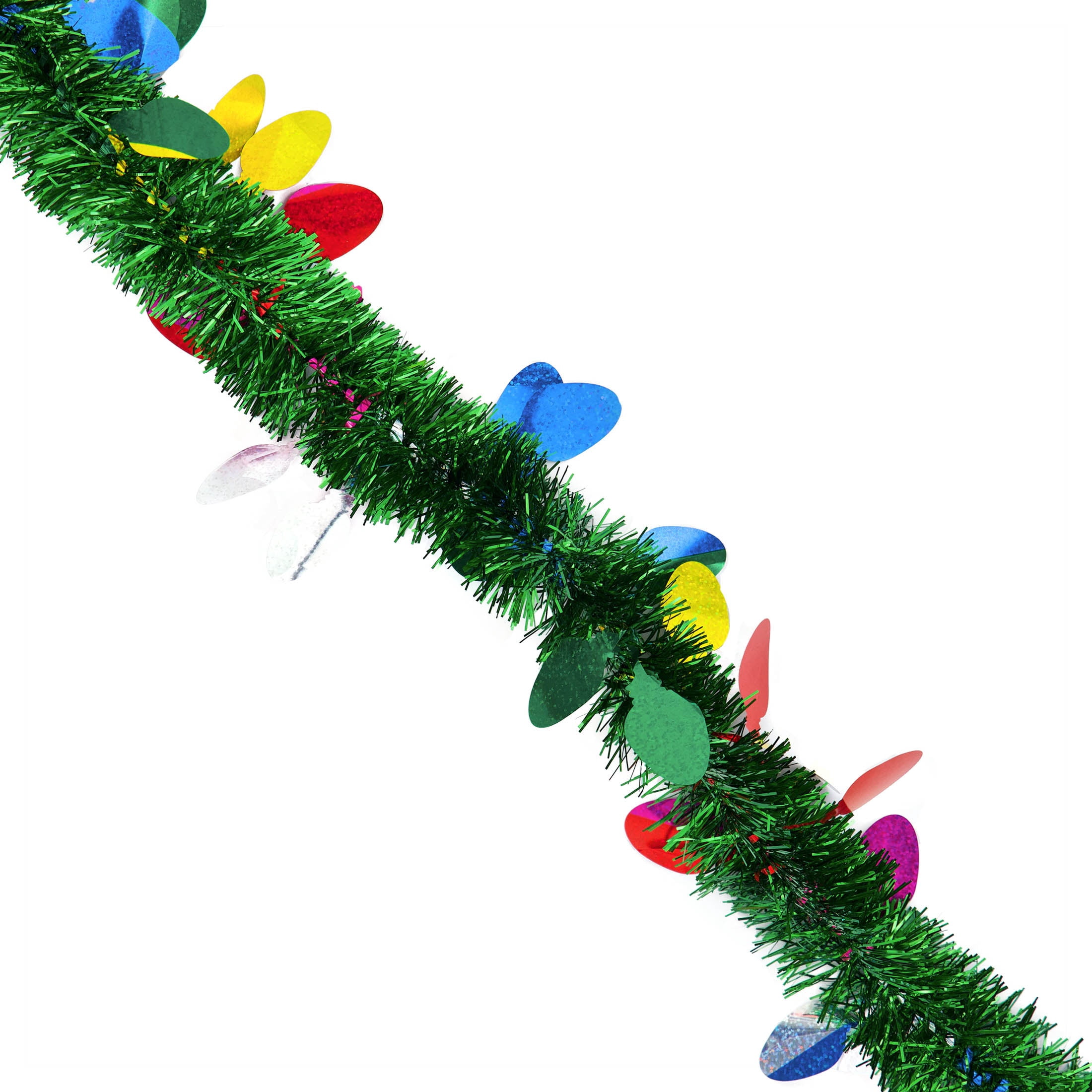Cut-Out Light Bulb Tinsel Christmas Garland, Multicolor, 12', by Holiday Time