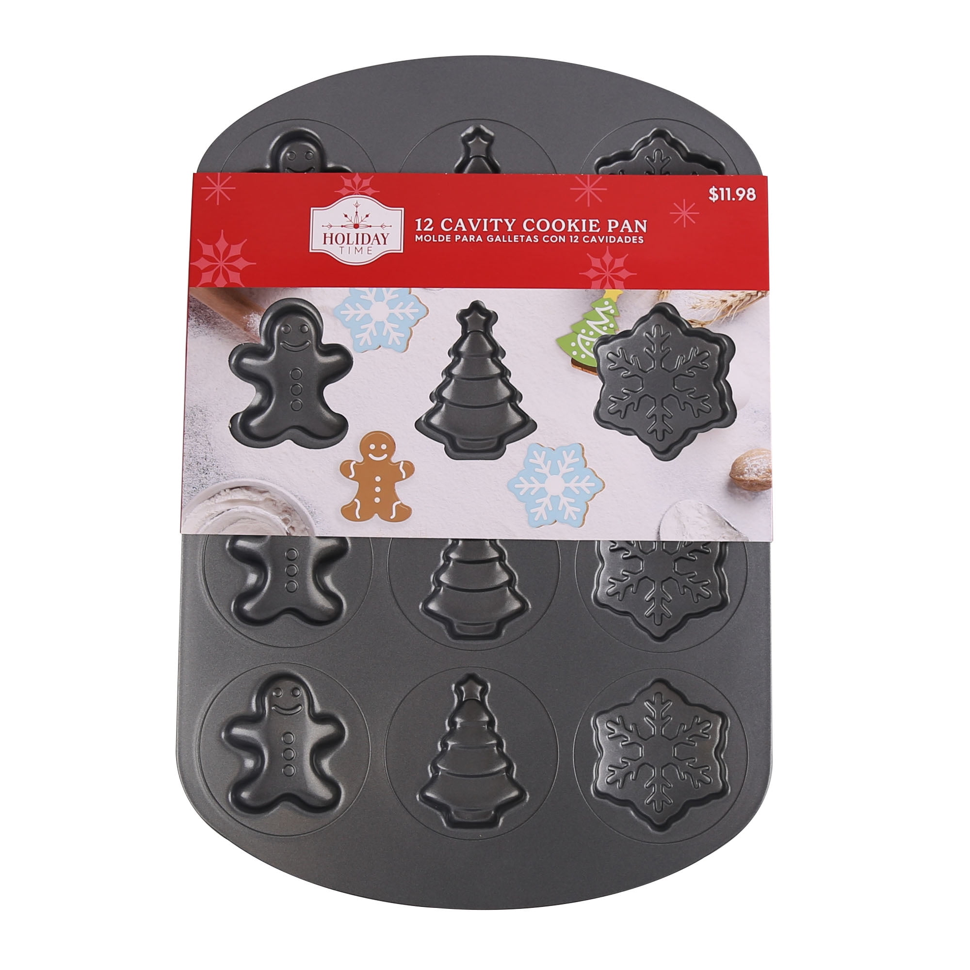 Holiday Time Christmas Non-Stick 12cavity Cookie Pan,Size:W 11.2 inch  ,H16.54inch