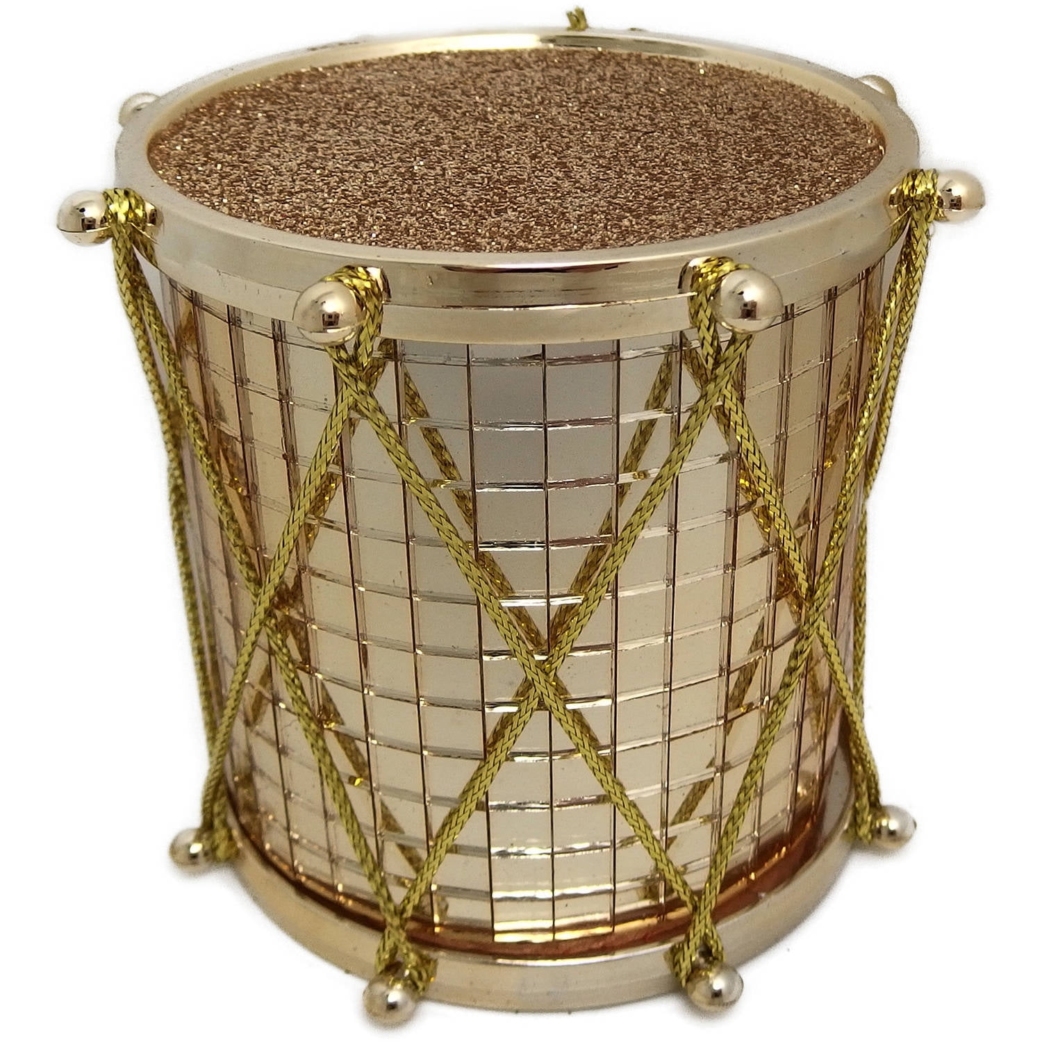 Holiday Time Christmas Ornaments 4Piece Gold Mirror Drum Ornament