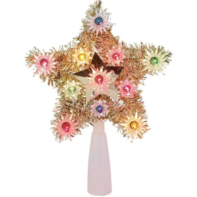 Holiday Time Christmas Ornaments 6" 11 UL Gold Tinsel Star Tree Topper