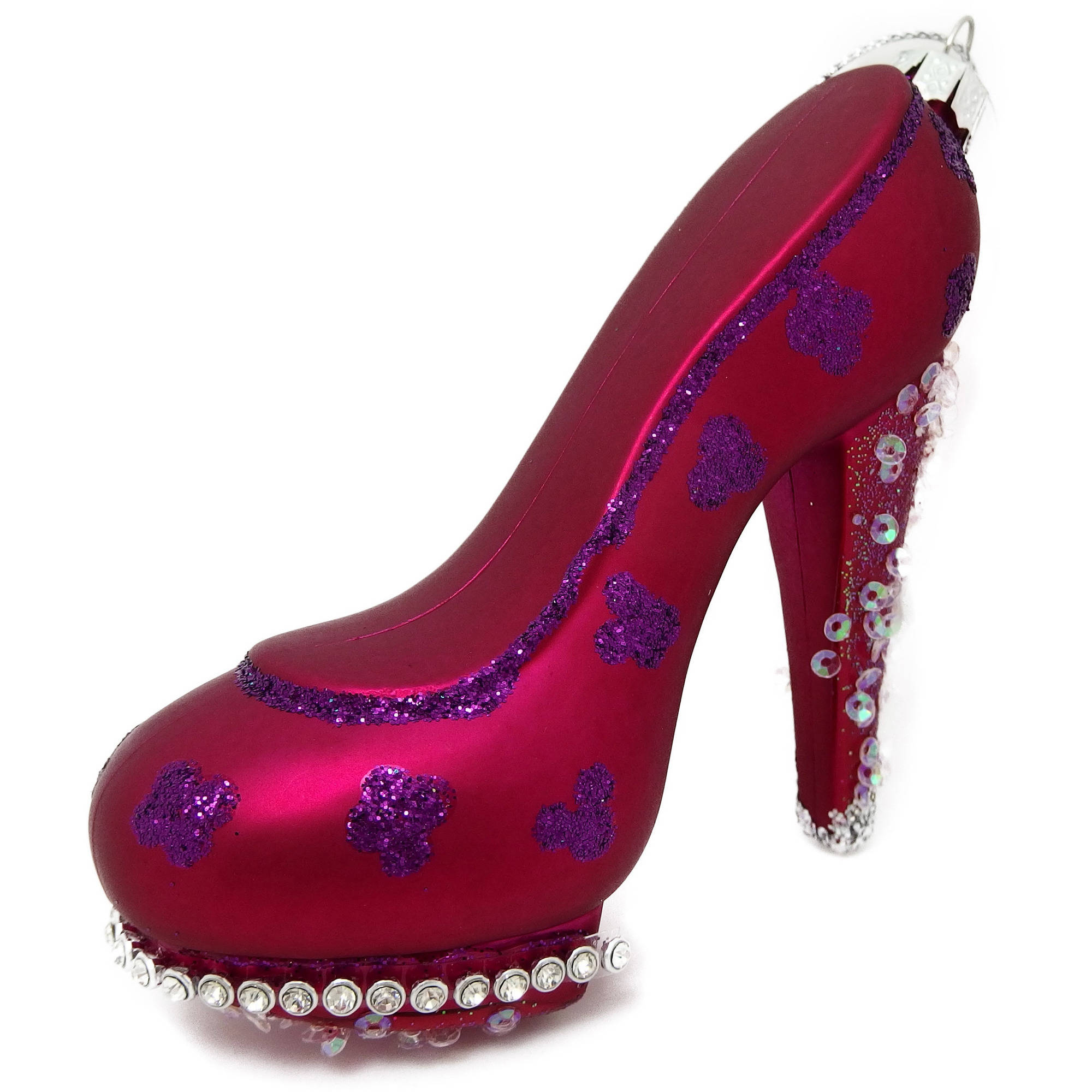 Holiday Time Christmas Ornaments 6Piece Fuschia Matted High Heel Ornament