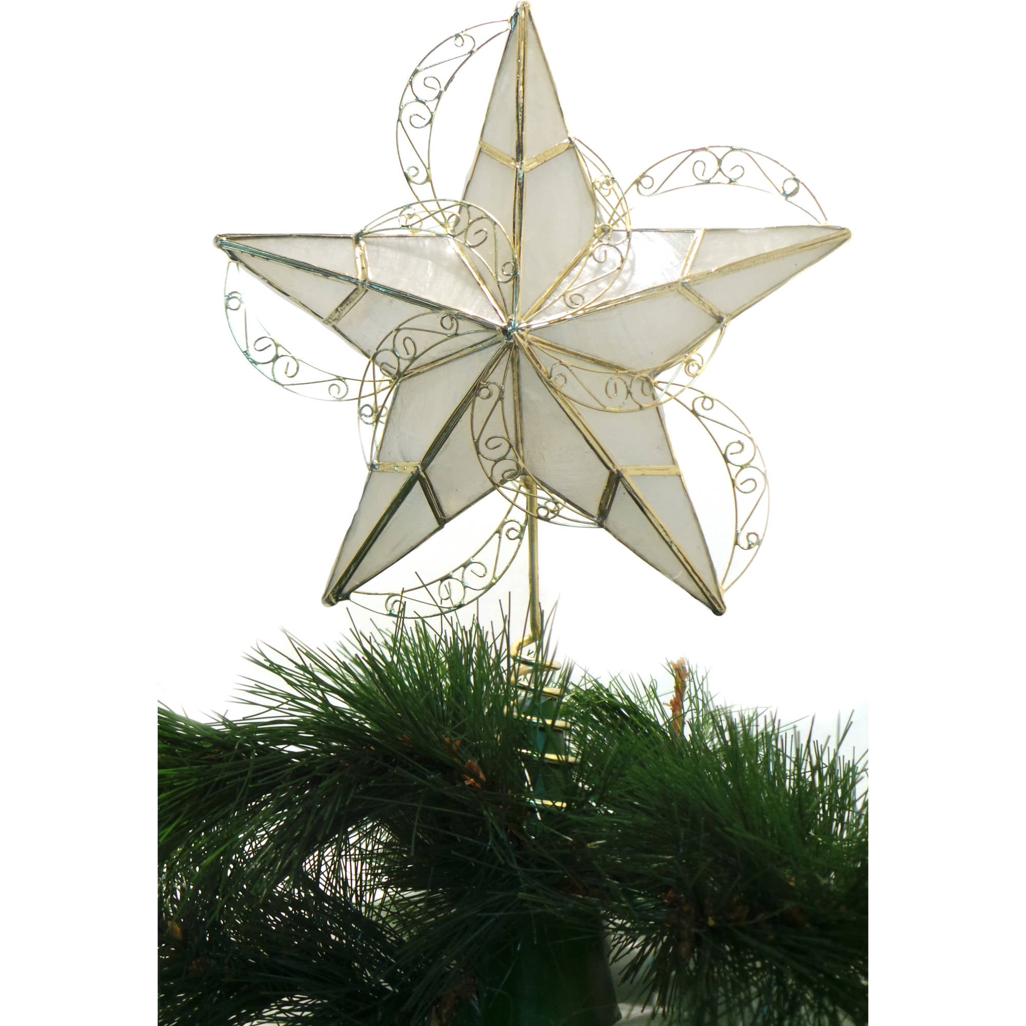 Holiday Time Christmas Ornaments Capiz Gold Circle Tree Topper