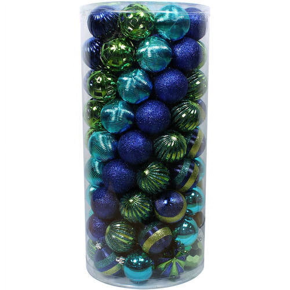 Holiday Time Christmas Ornaments Shatterproof, Set of 101