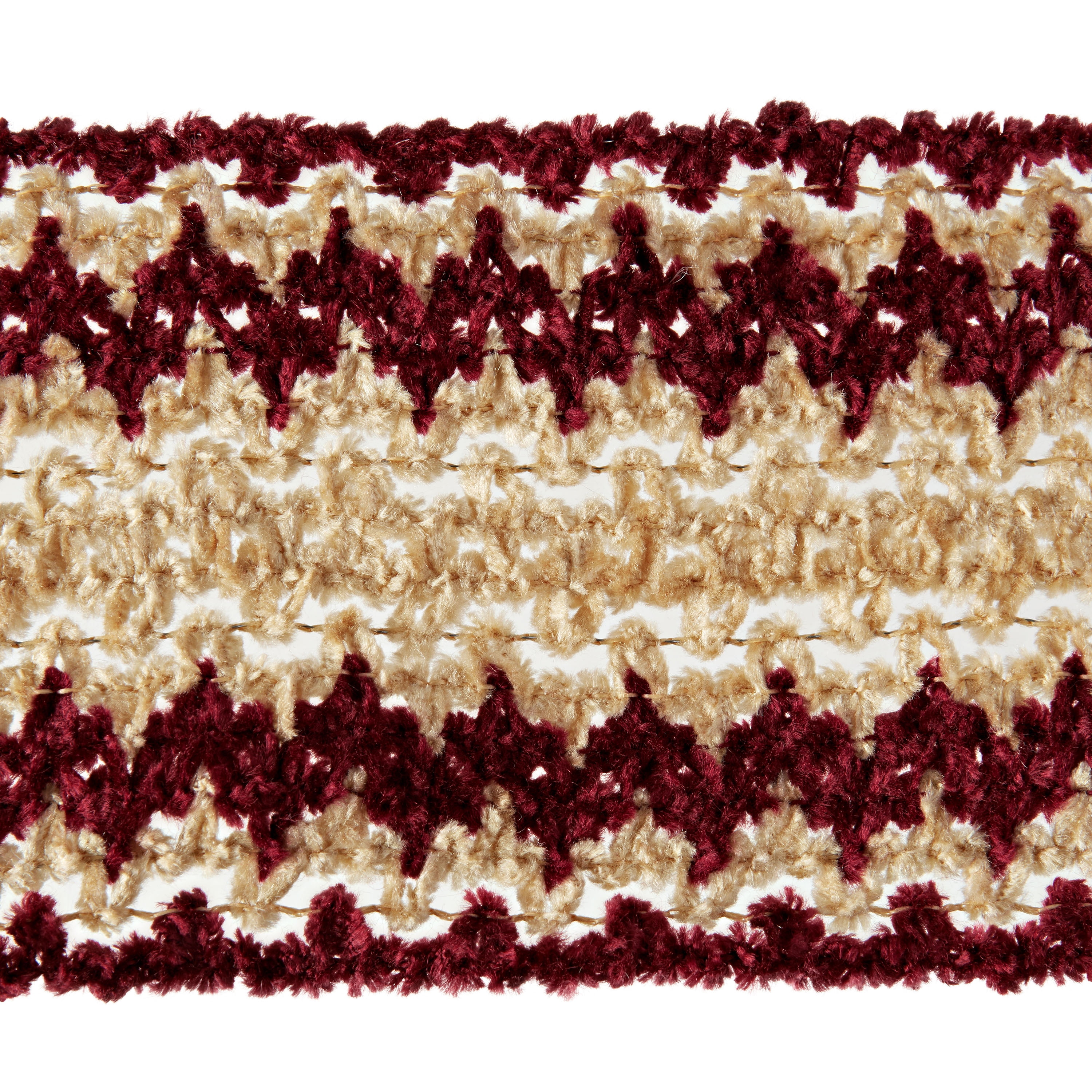 Holiday Time Christmas Ribbon, Burgundy Chenille and Gold, 2 Pack