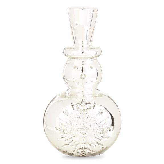 Holiday Time Christmas Shiny Silver Glass Snowman Tabletop Decoration, 10.5-Inch