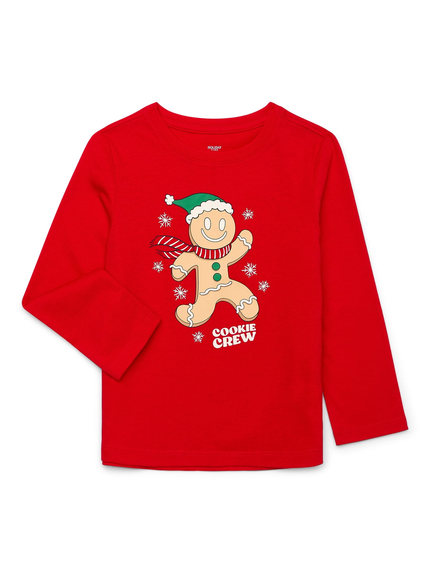 Holiday Time Christmas Toddler Graphic Tee with Long Sleeves, Sizes 12M-5T