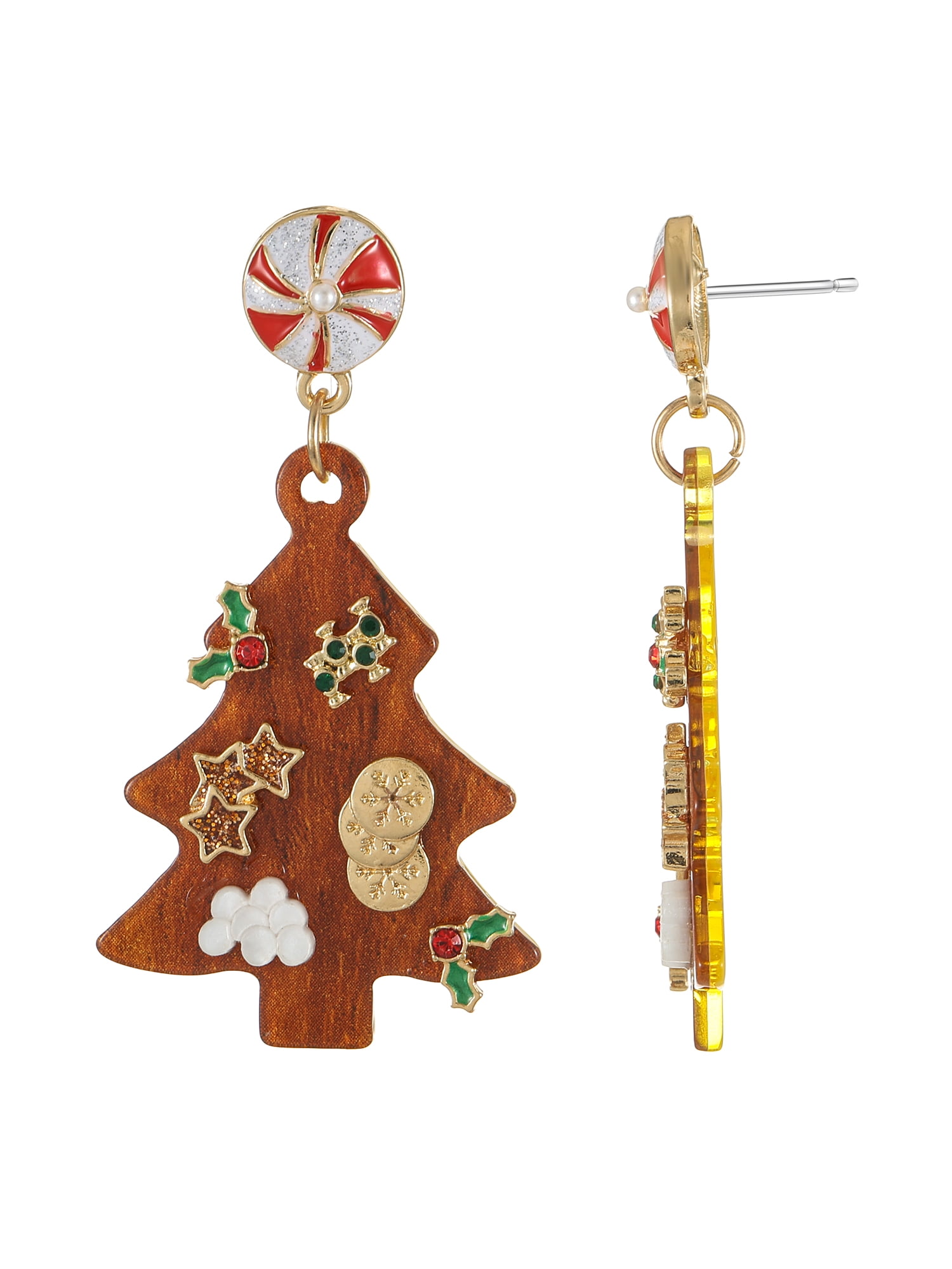 Holiday Time Christmas Tree Charcuterie Motif Earrings, 1 Pair