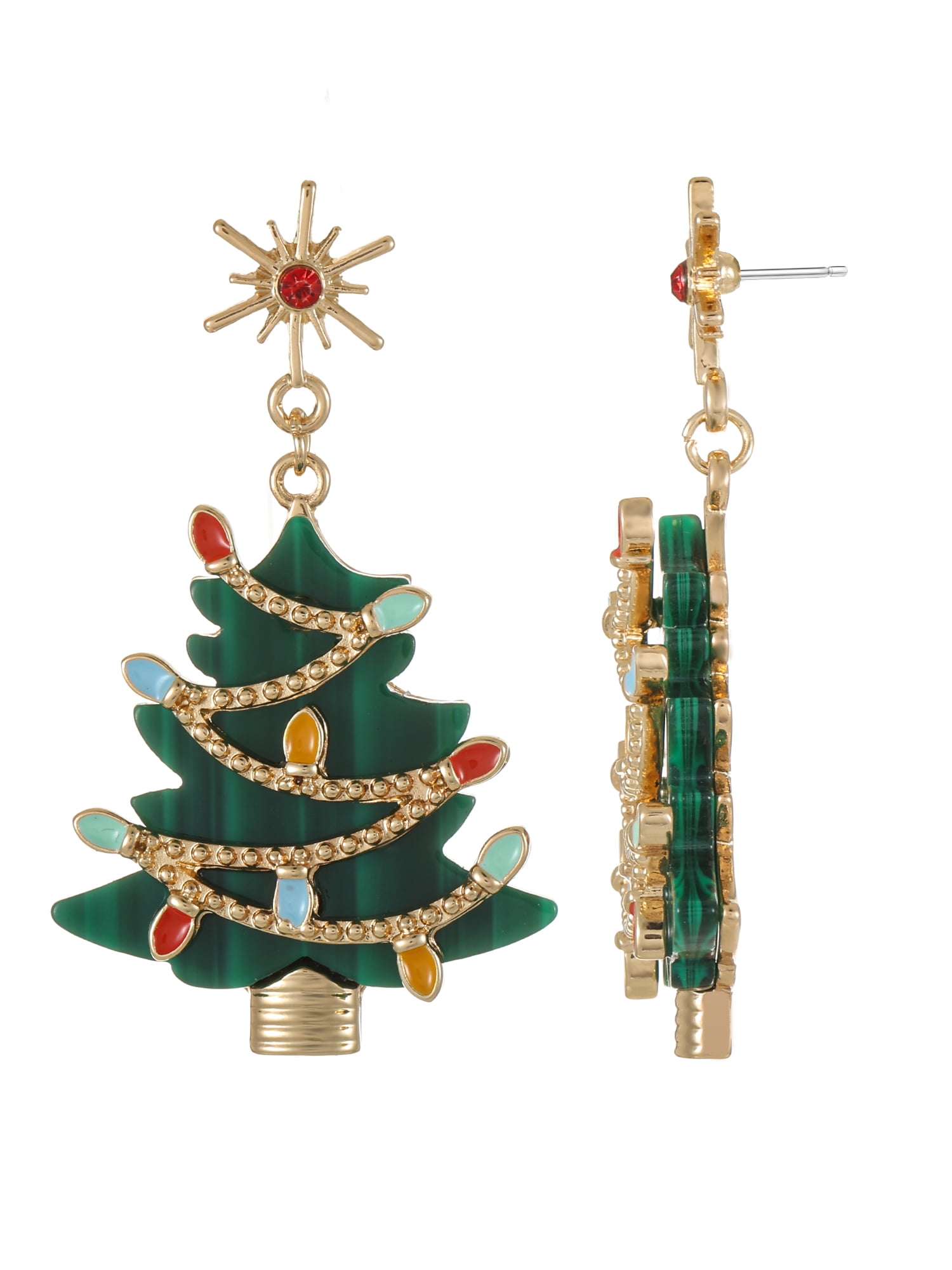 Holiday Time Christmas Tree Earrings, 1 Pair