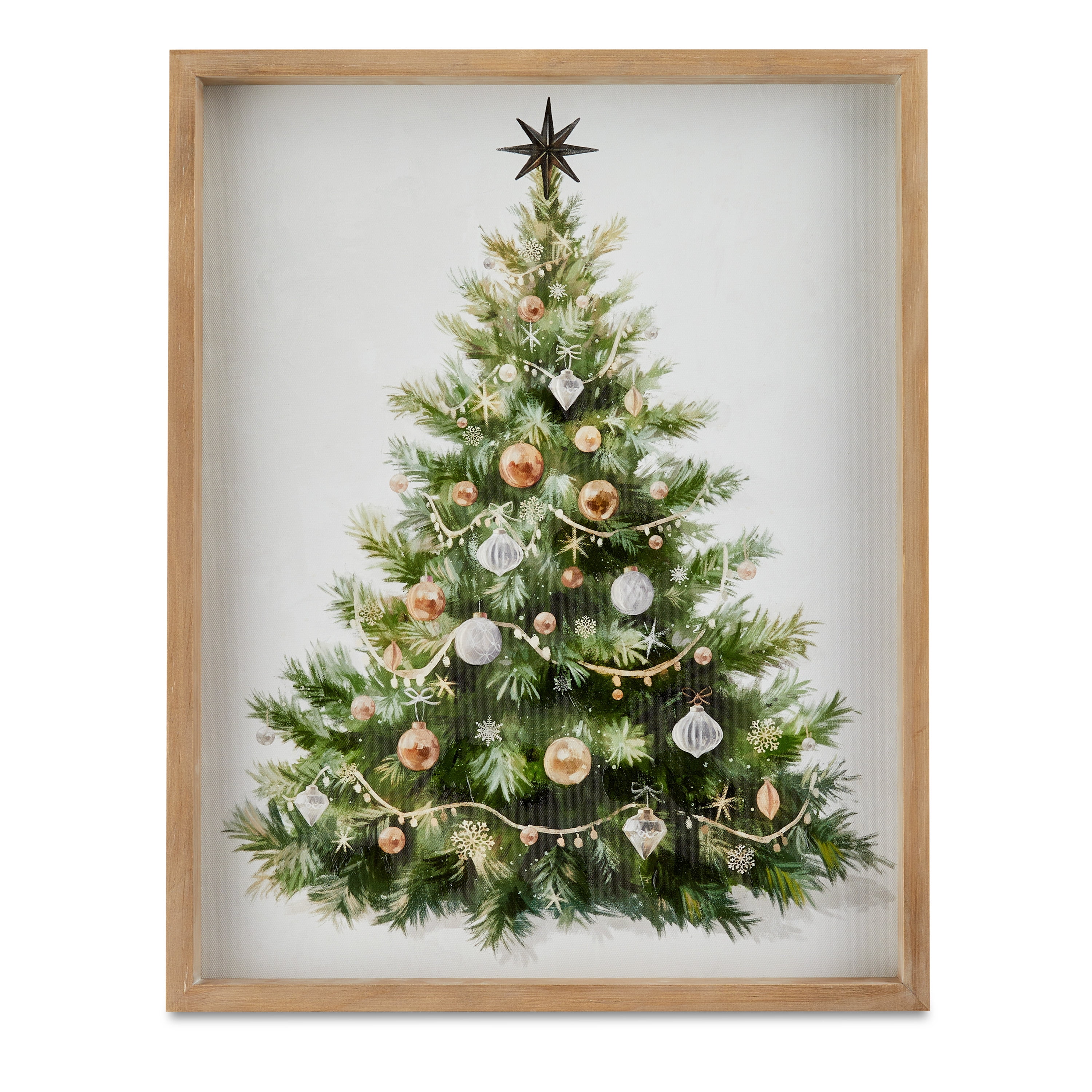 Christmas Tree Framed Tinted Gel Embellished Canvas Christmas Wall Art