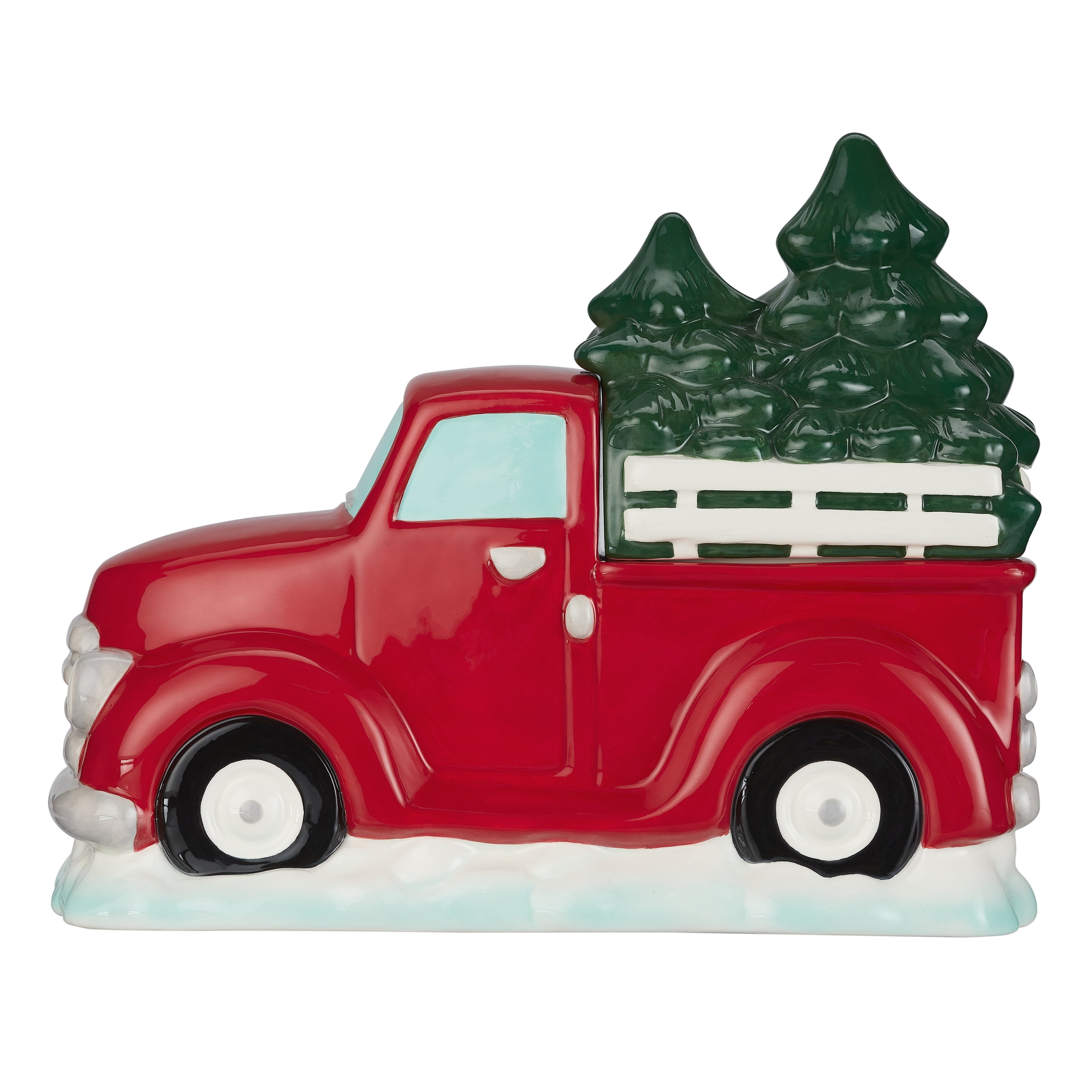 Holiday Time Christmas Tree Truck Cookie Jar with Removable Lid, 11.18