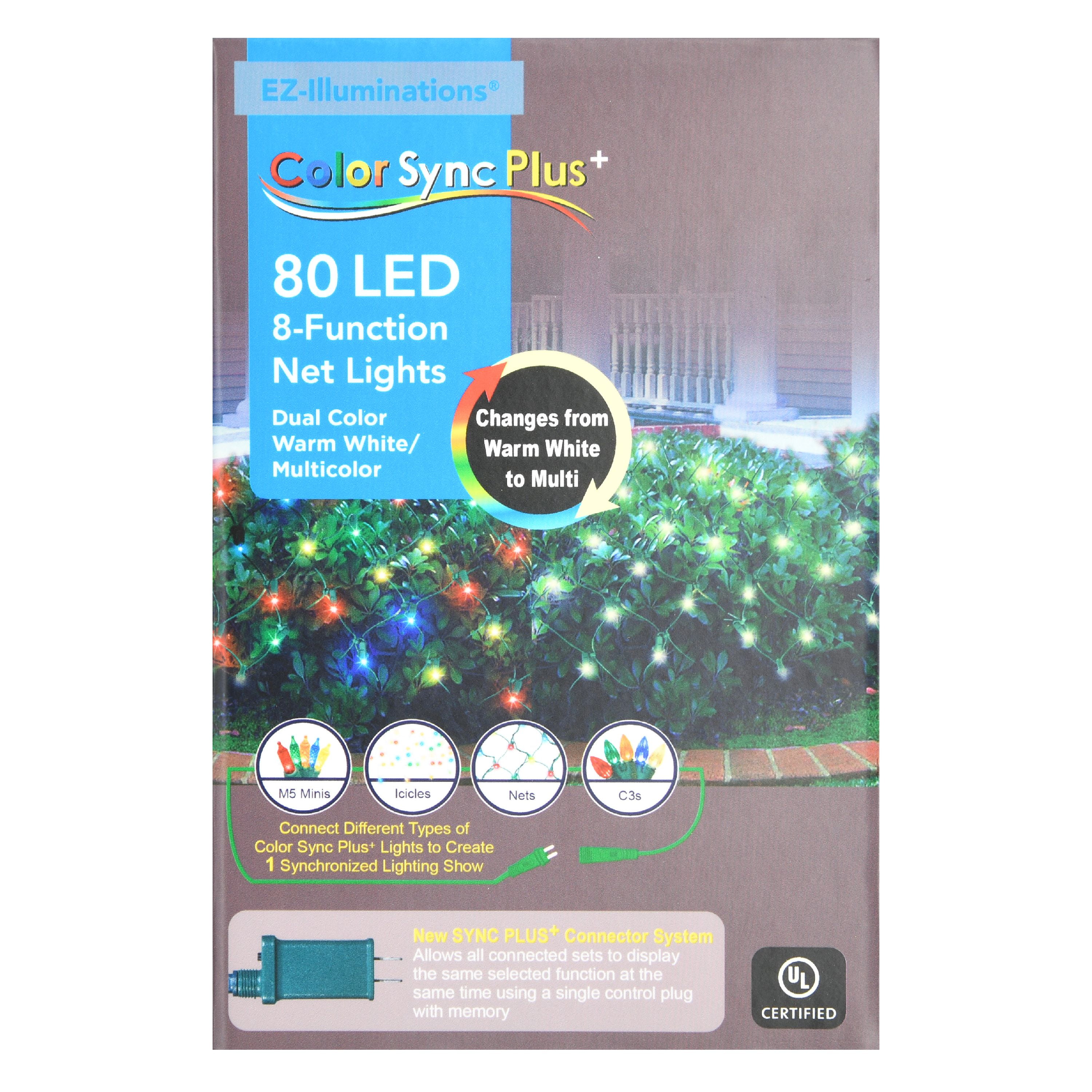 Holiday Time Color Sync Plus 8Function LED Net Light Set, Warm White