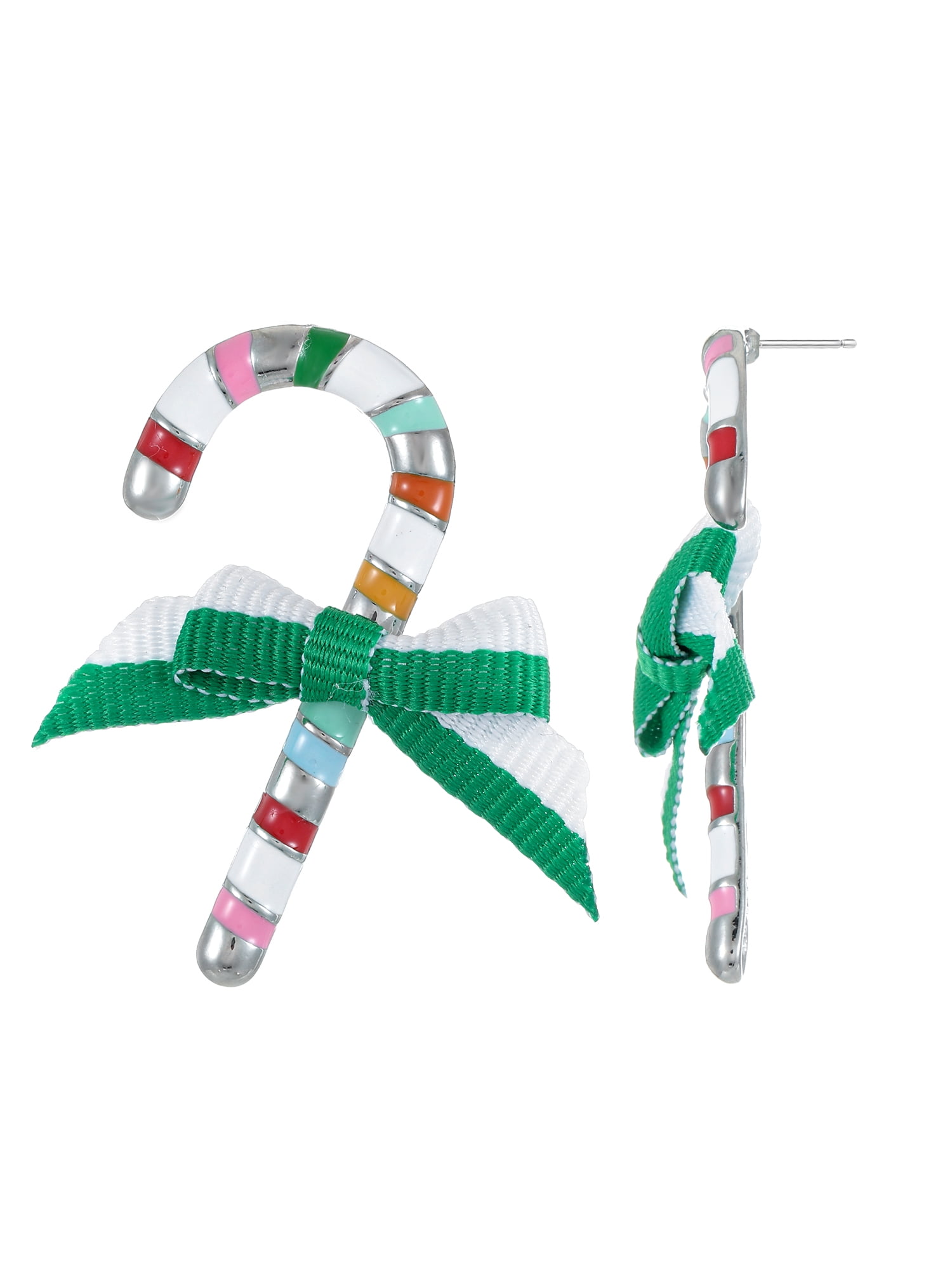 Holiday Time Colorful Candy Cane Earring, 1 Pair