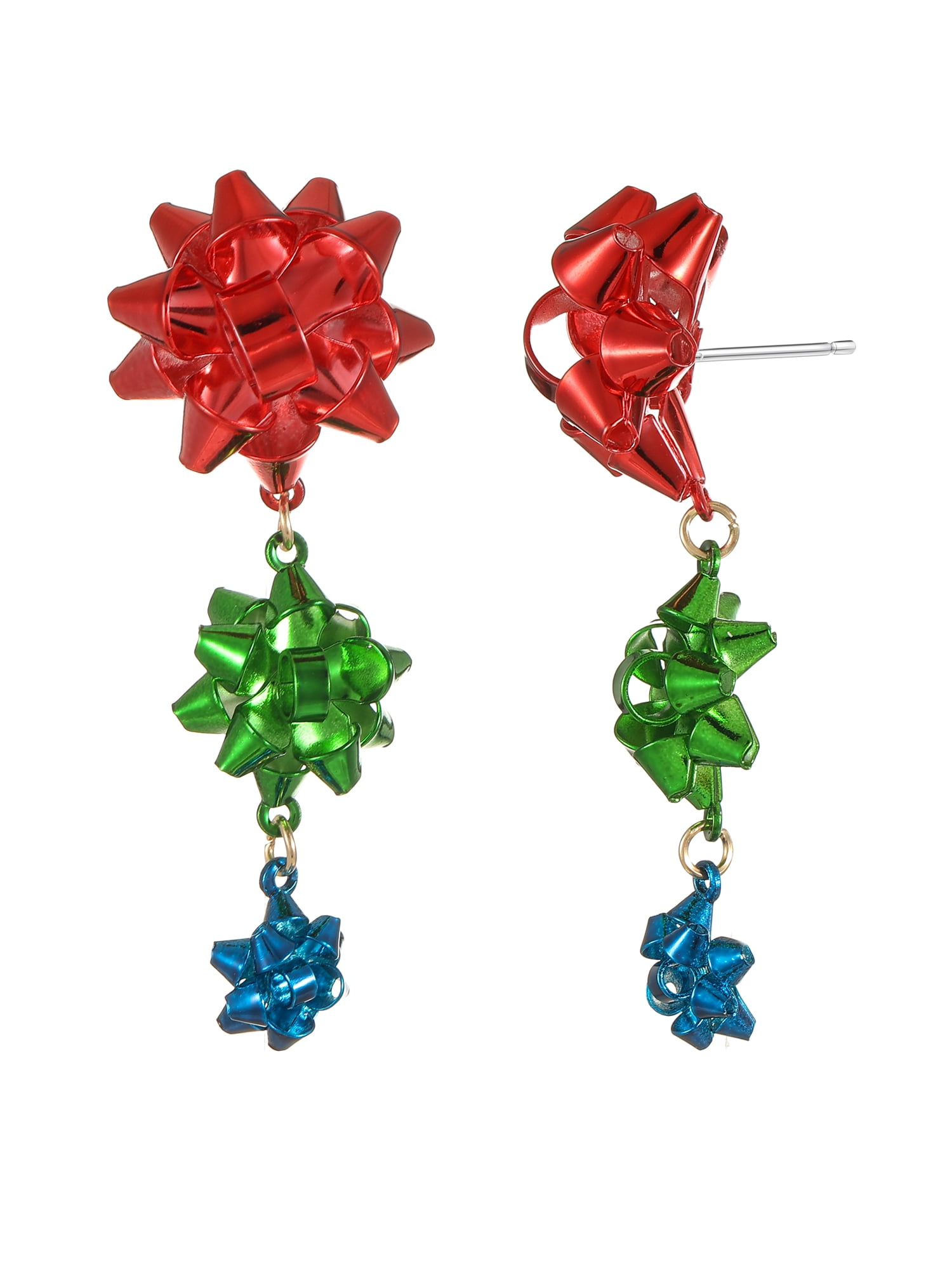 Holiday Time Colorful Holiday Bow Earrings, 1 Pair