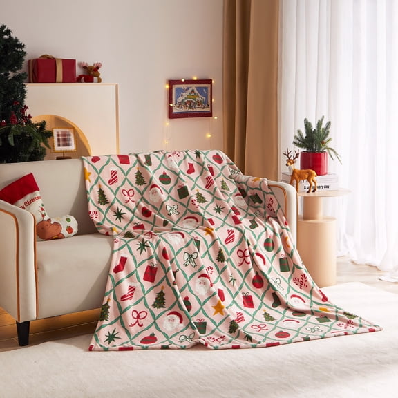 Holiday Time Cozy Christmas Diamond Pattern Plush Oversized Throw Blanket, 50" x 72"