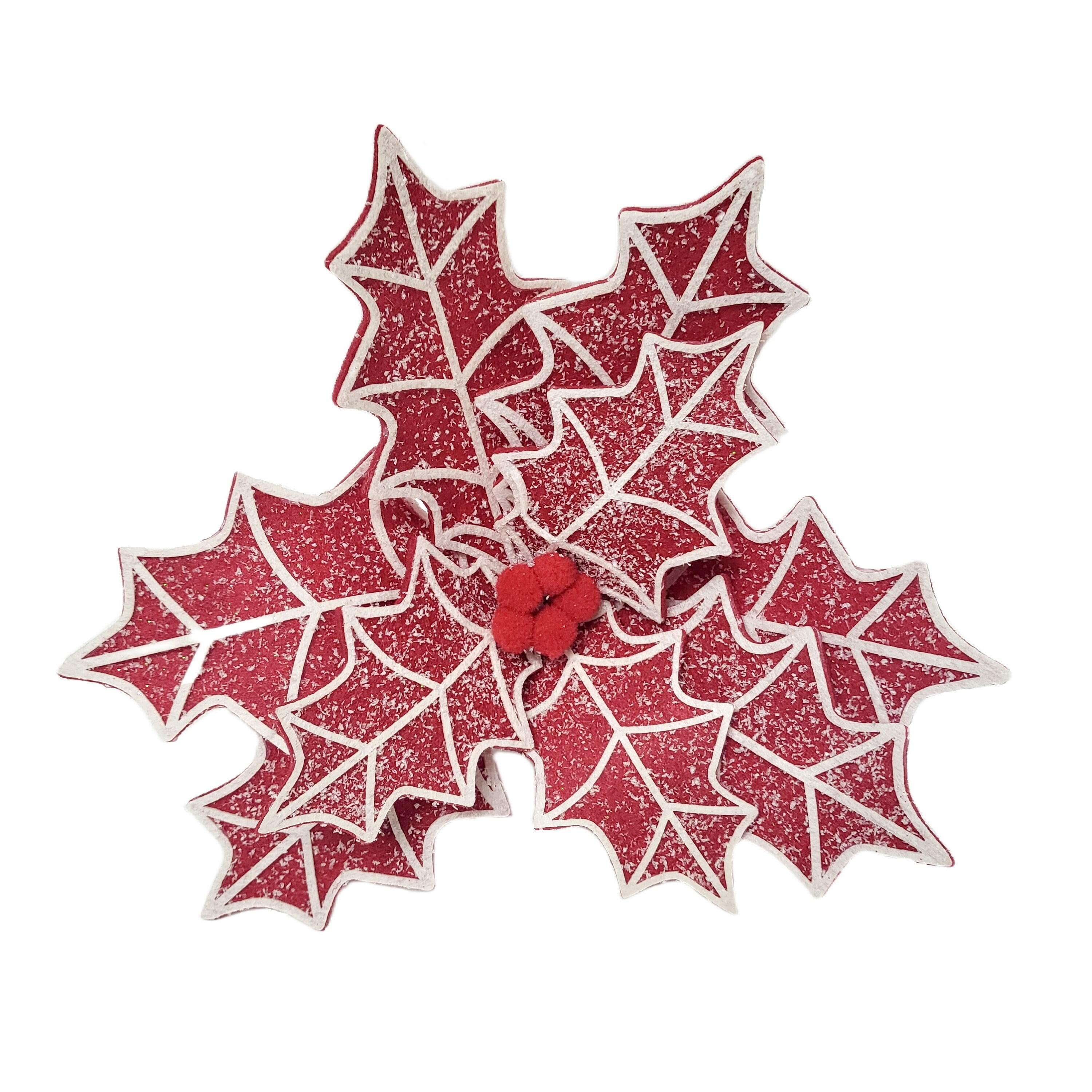 Holiday Time Deluxe Red and White Poinsettia Christmas Clip Ornament
