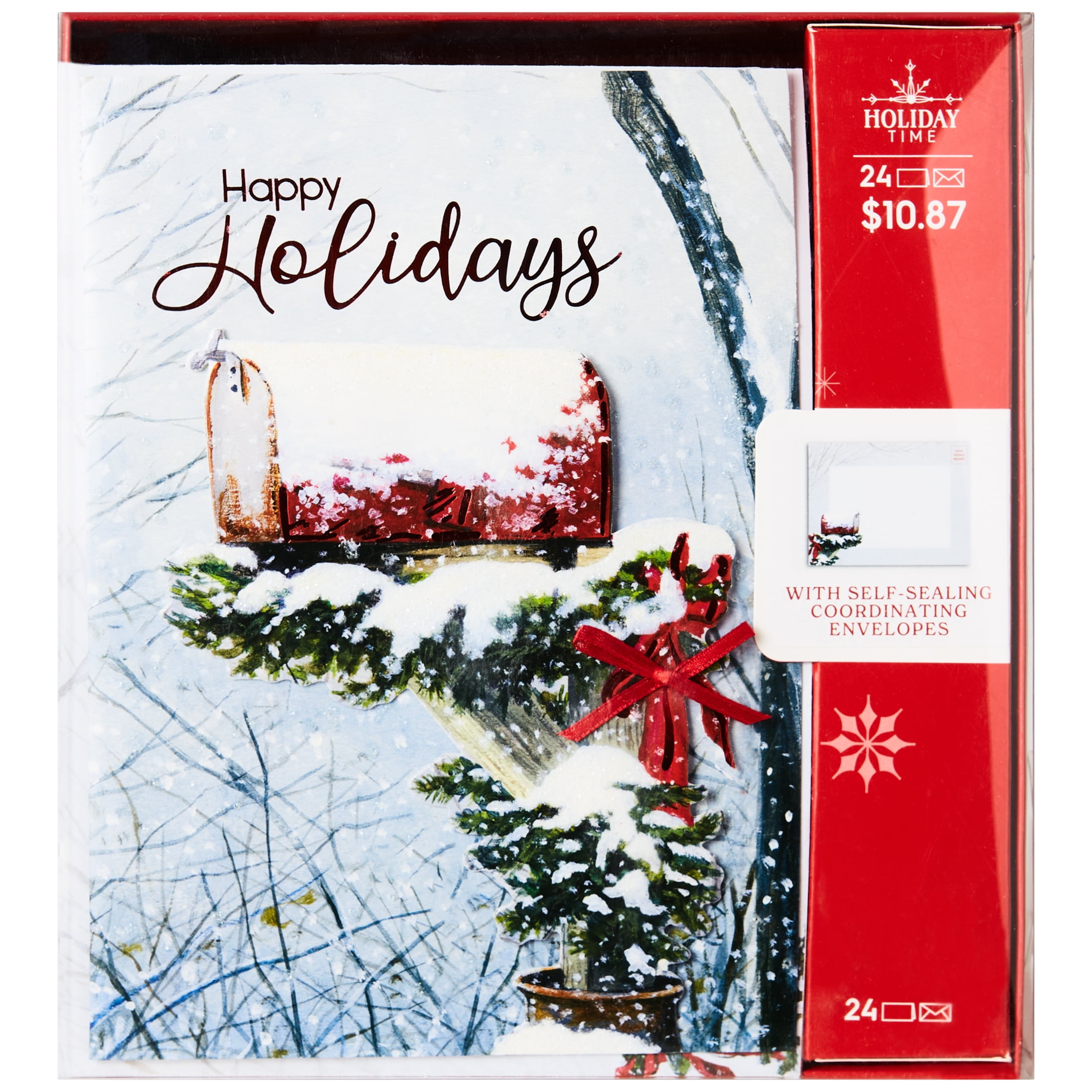 Holiday Time Deluxe Traditional Boxed Christmas Cards, Set of 24 Cards