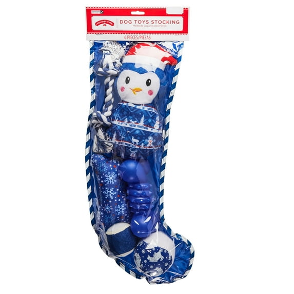 Holiday Time Dog Toy Stocking, Small, Blue
