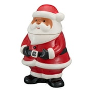 Holiday Time 55-Oz African-American Santa Glazed Earthenware Ceramic Treat Jar with Lid, Multicolor