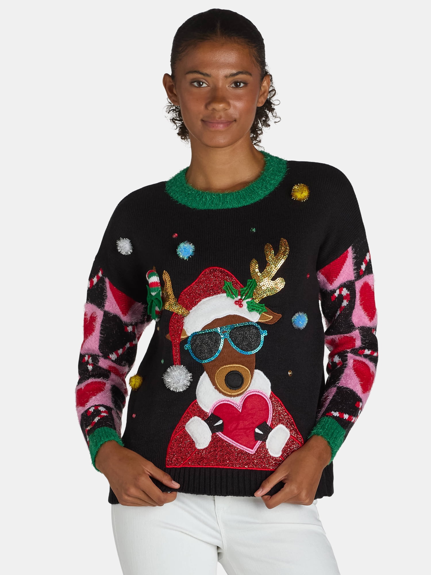 Holiday Time Embellished Sweater, Women’s, Sizes XS-3X