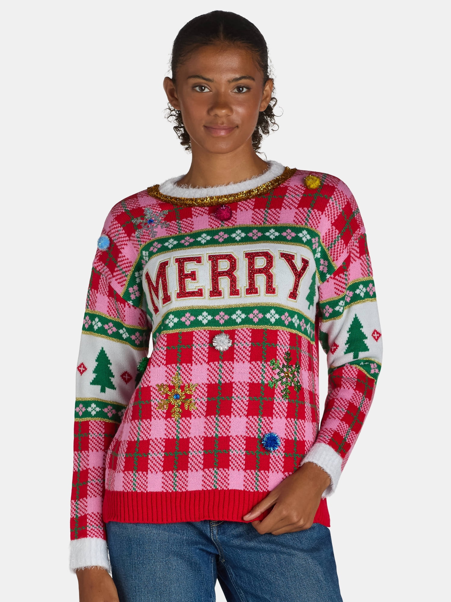 Holiday Time Embellished Sweater, Women’s, Sizes XS-3X