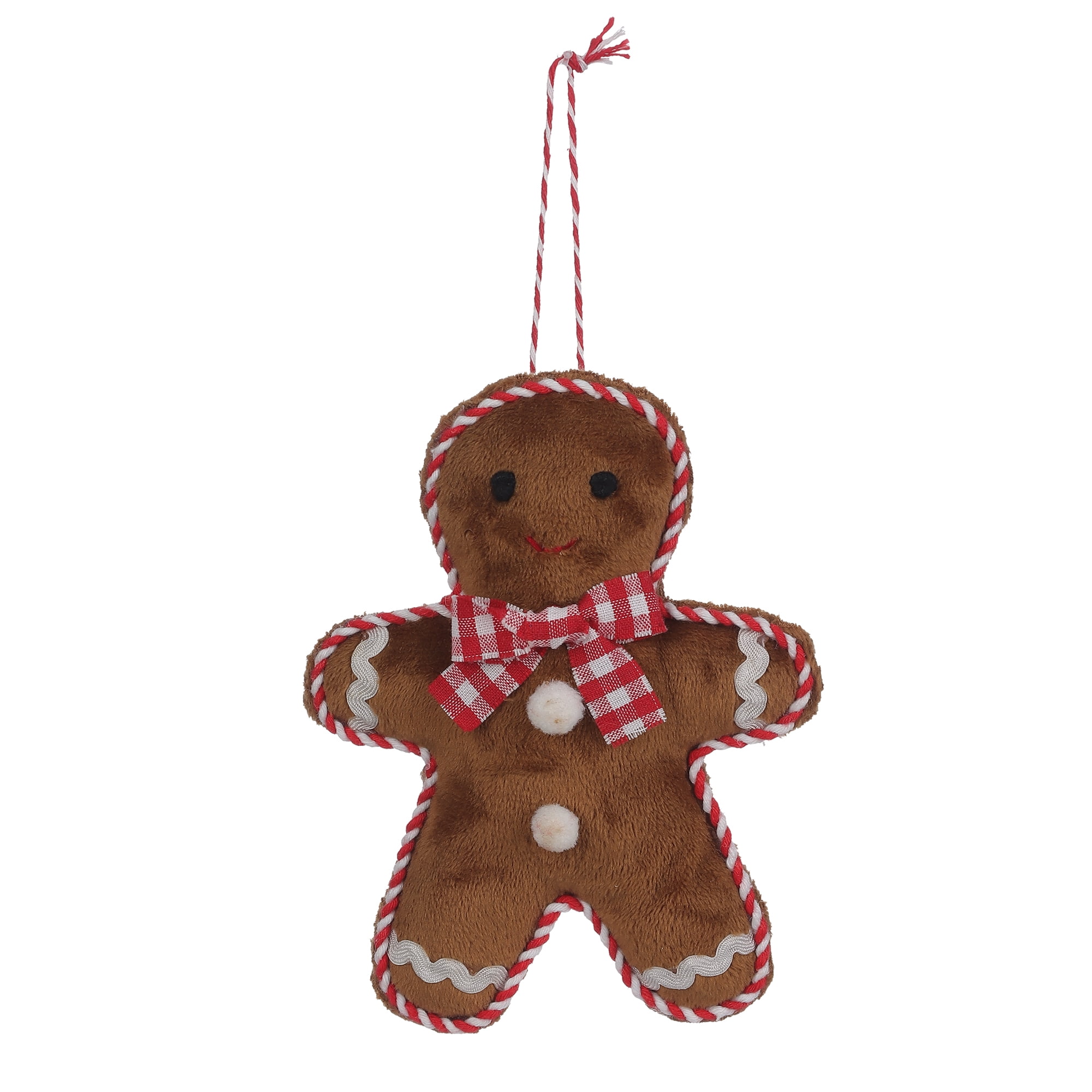 Holiday Time Fabric Gingerbread Ornament, 5.75 inches, Brown