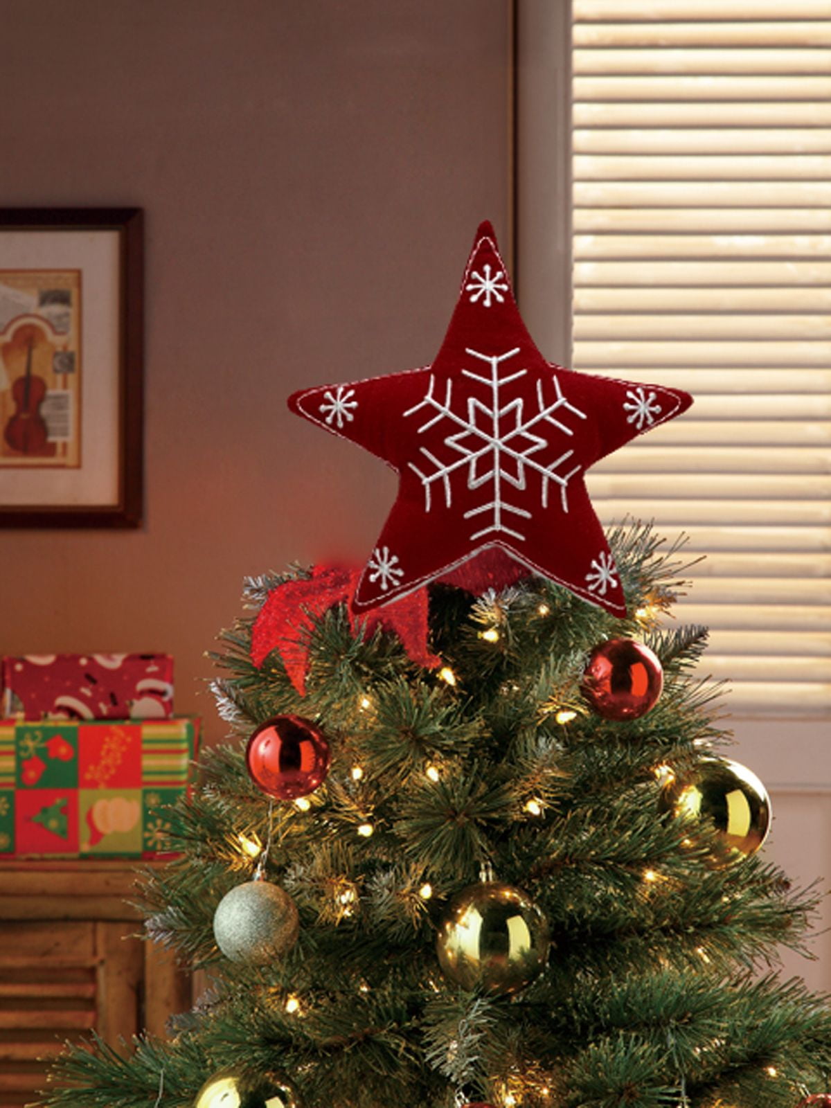Holiday Time Fabric Star Tree Topper, decoration for Christmas ...