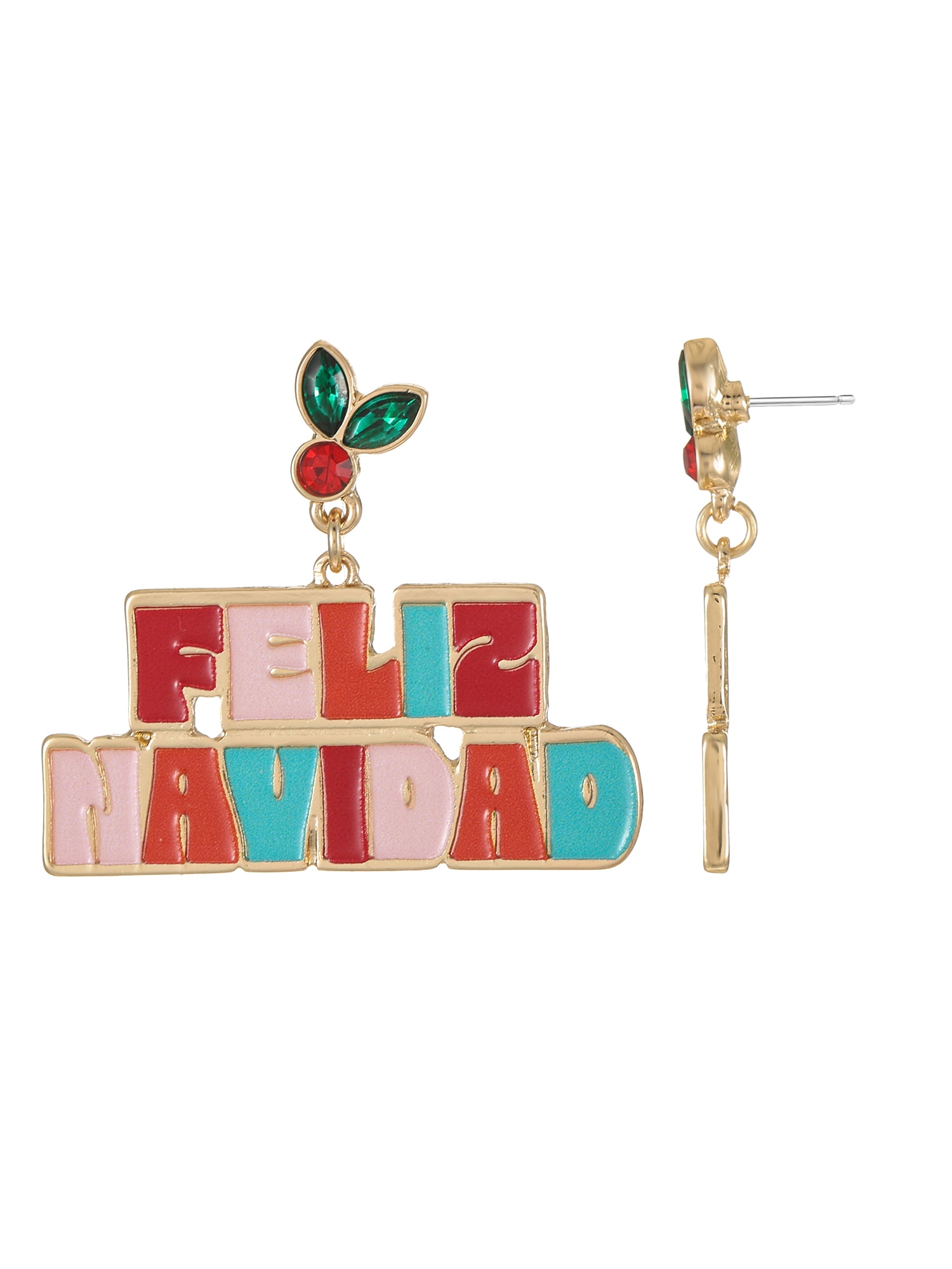 Holiday Time Feliz Navidad Earrings, 1 Pair