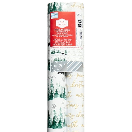 product image of Holiday Time Festive Fireside Multi-Pack Premium Christmas Wrapping Paper, 30 in, 90 Sq ft, 2 Rolls