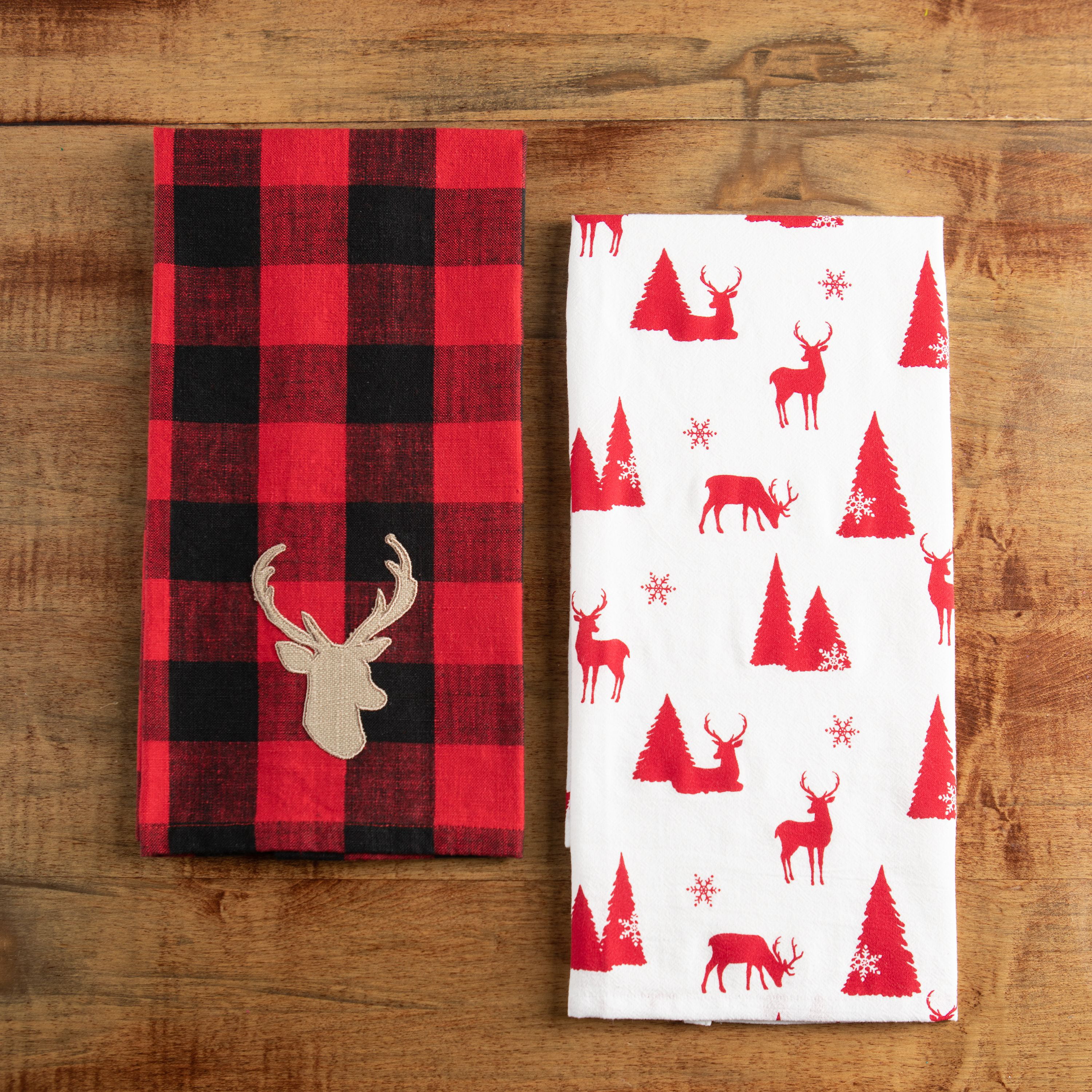 Moukeren 4 Pieces Christmas Kitchen Towels Christmas Dish Towels Decor  Buffalo Plaid Towels Christmas Hand Towels for Kitchen 16 x 24 Inch  Absorbent