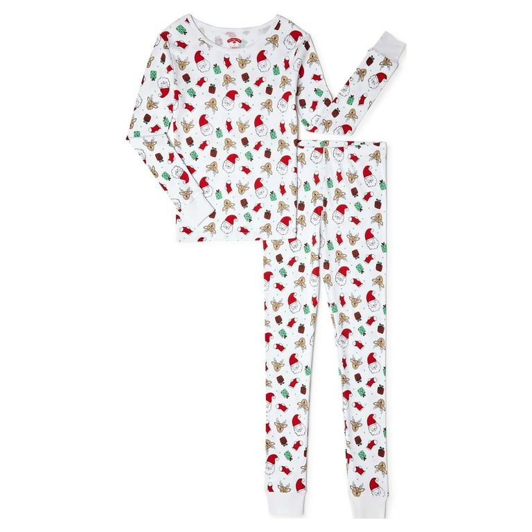 Holiday Time Girls Xmas Pajama Set, Cotton, Long Sleeve Shirt