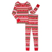 Holiday Time Girls Christmas Cotton Tight Fit Long Sleeve Shirt and Pants Pajama Set, 2-Piece, Sizes 4-10