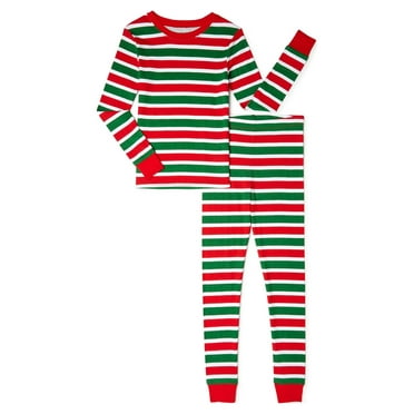 Holiday Time Girls Christmas Cotton Tight Fit Long Sleeve Shirt and Pants Pajama Set, 2-Piece, Sizes 4-10