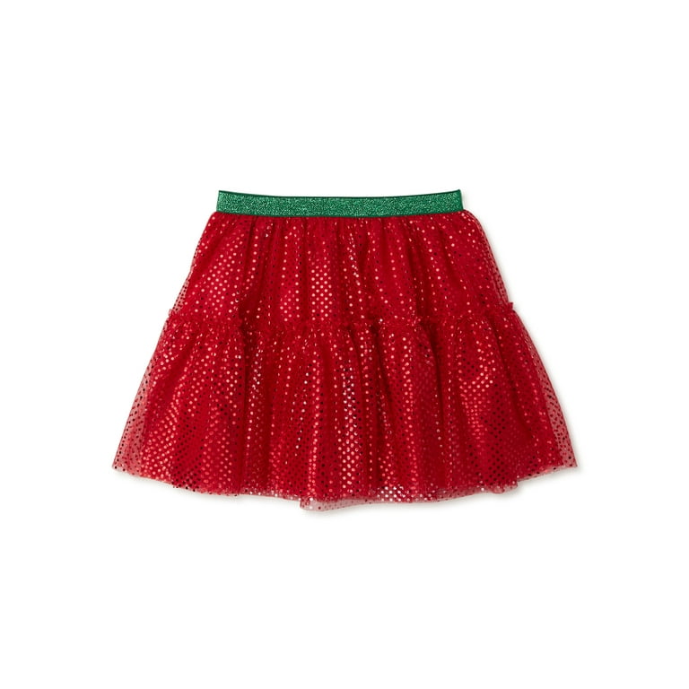 Holiday Time Girls Christmas Mesh Skirt Red Sizes 4 18