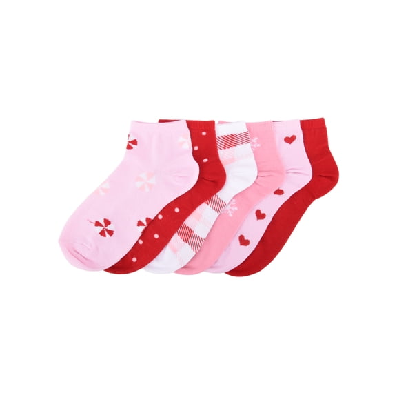 Holiday Time Girls Christmas Quarter Crew Socks 3-Pack, Medium
