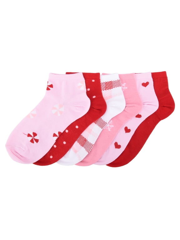 Girls Christmas Quarter Crew Socks 3-Pack, Medium