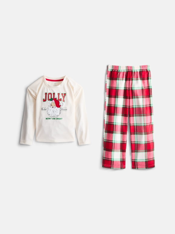 Girls Long Sleeve Graphic Tee and Pants Pajama Set, 2 Piece, Sizes 4-18