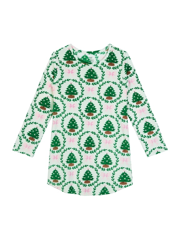 Girls Long Sleeve Sleep Gown, One-Piece, Sizes 4-18