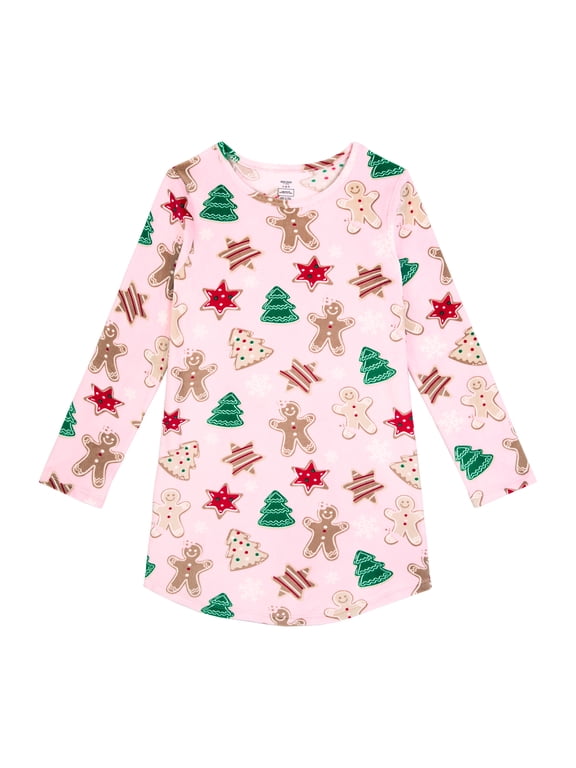 Girls Long Sleeve Sleep Gown, One-Piece, Sizes 4-18