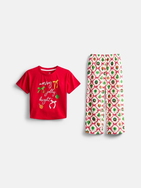 Girls Graphic Tee and Pants Pajama Set, 2-Piece, Sizes 4-18