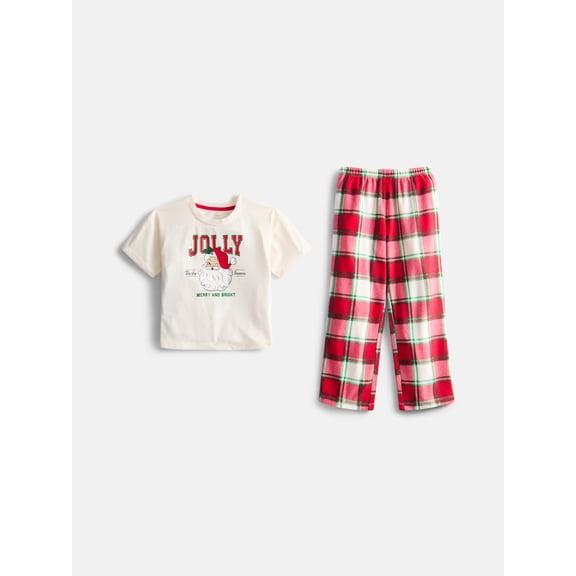 Holiday Time Girls Graphic Tee and Pants Pajama Set, 2-Piece, Sizes 4-18