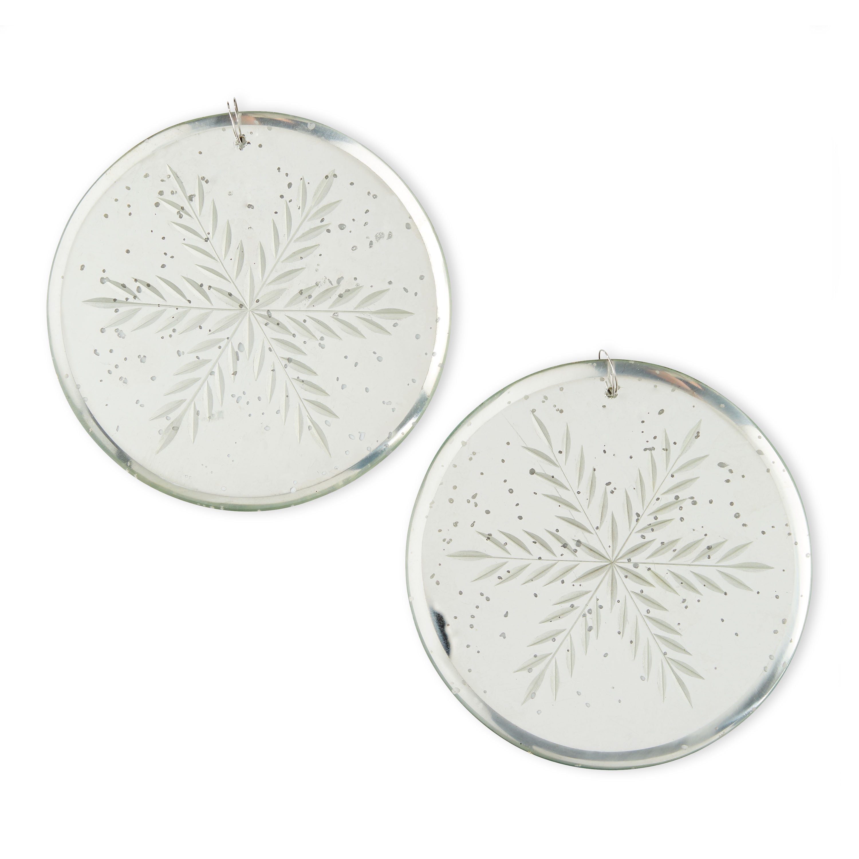 Holiday Time Glass Mirror Christmas Ornament, 5" - 2 Pack