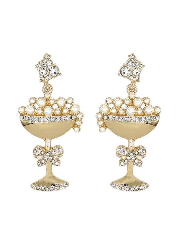 Gold-Plated Cocktail Glass Earrings