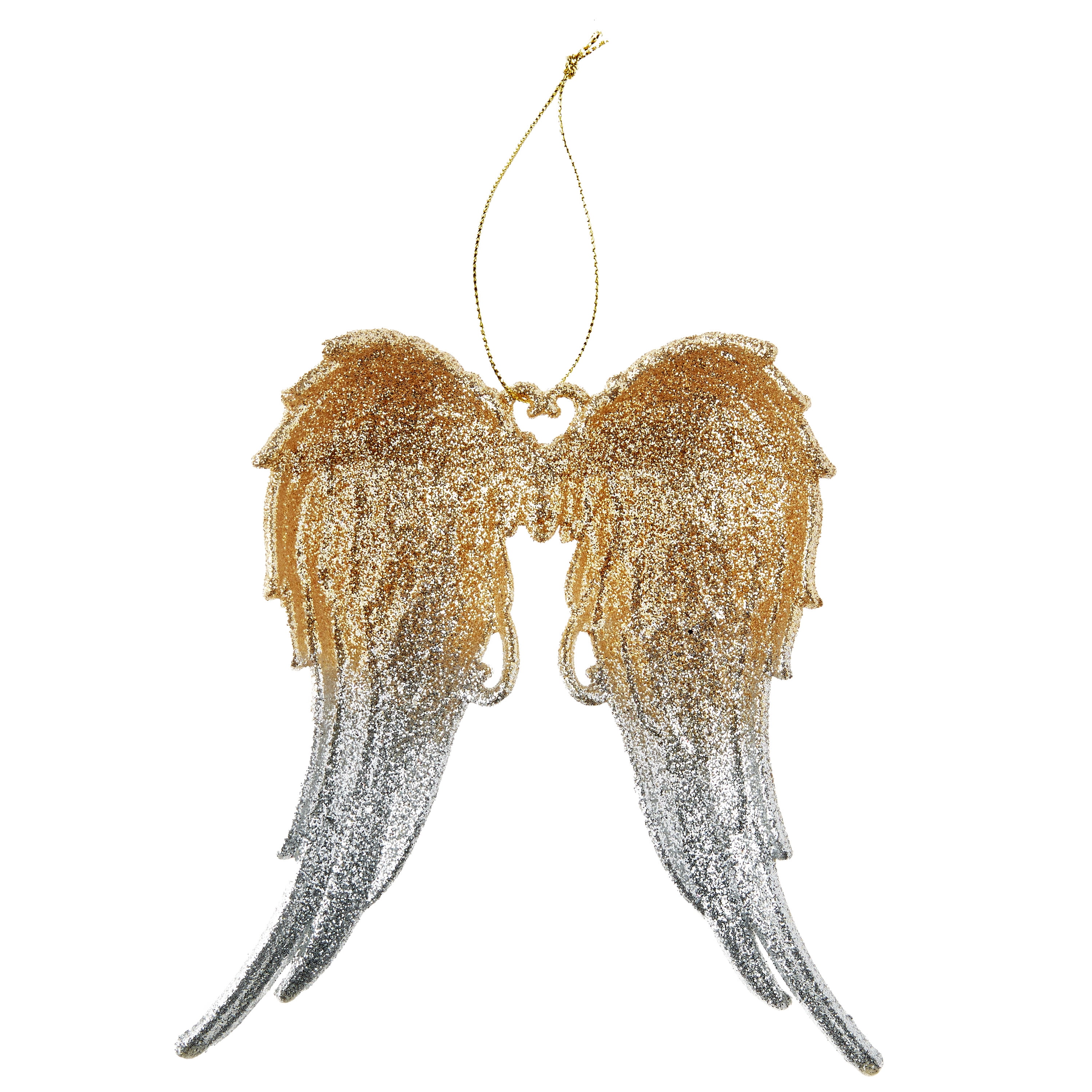 Holiday Time Gold & Silver Angel Wings Christmas Ornaments, 6 Count